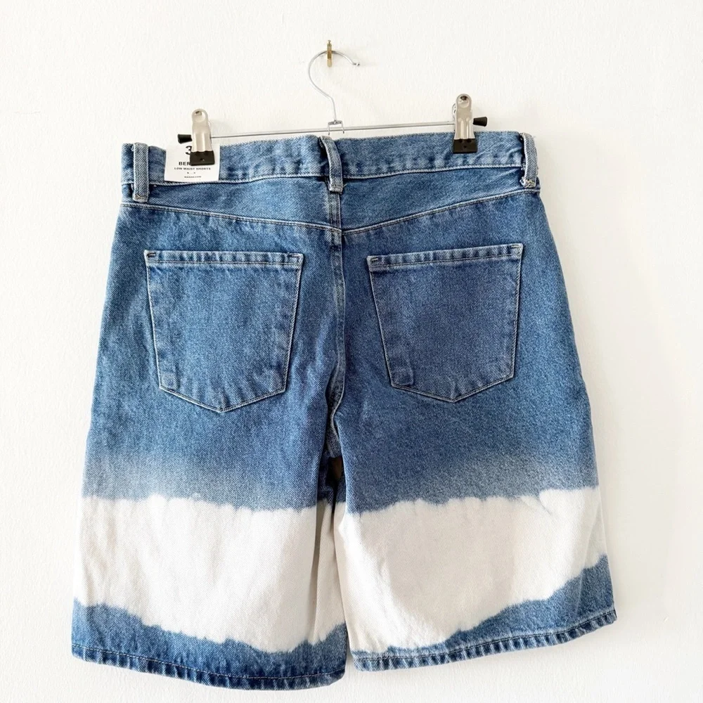 NEW Mango Tie-Dye Bleach Long Bermuda Denim Jean Shorts Size US 4